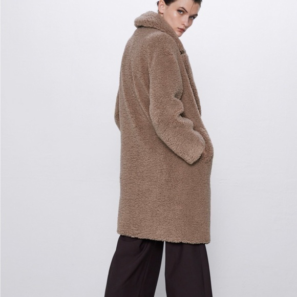 Zara tan faux shearling coat - Picture 4 of 12
